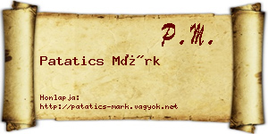 Patatics Márk névjegykártya